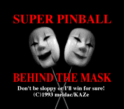 Super Pinball - Behind the Mask (Japan) (Beta) Title Screen
